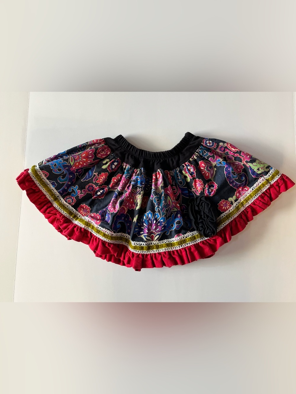 Persnickety Black Skirt with Pink Blue Floral Print size 5 years